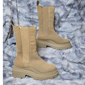 NWB AQUA Jessy suede Leather Pull On Booties in Taupe Size‎ 6M